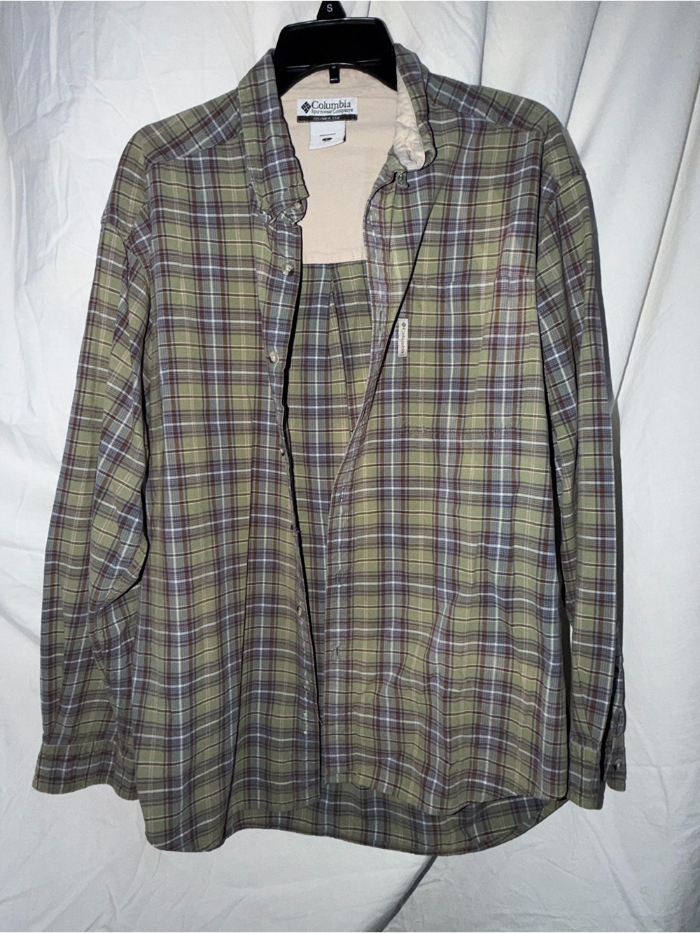 Columbia Olive & Brown Plaid Lightweight Shirt Jacket